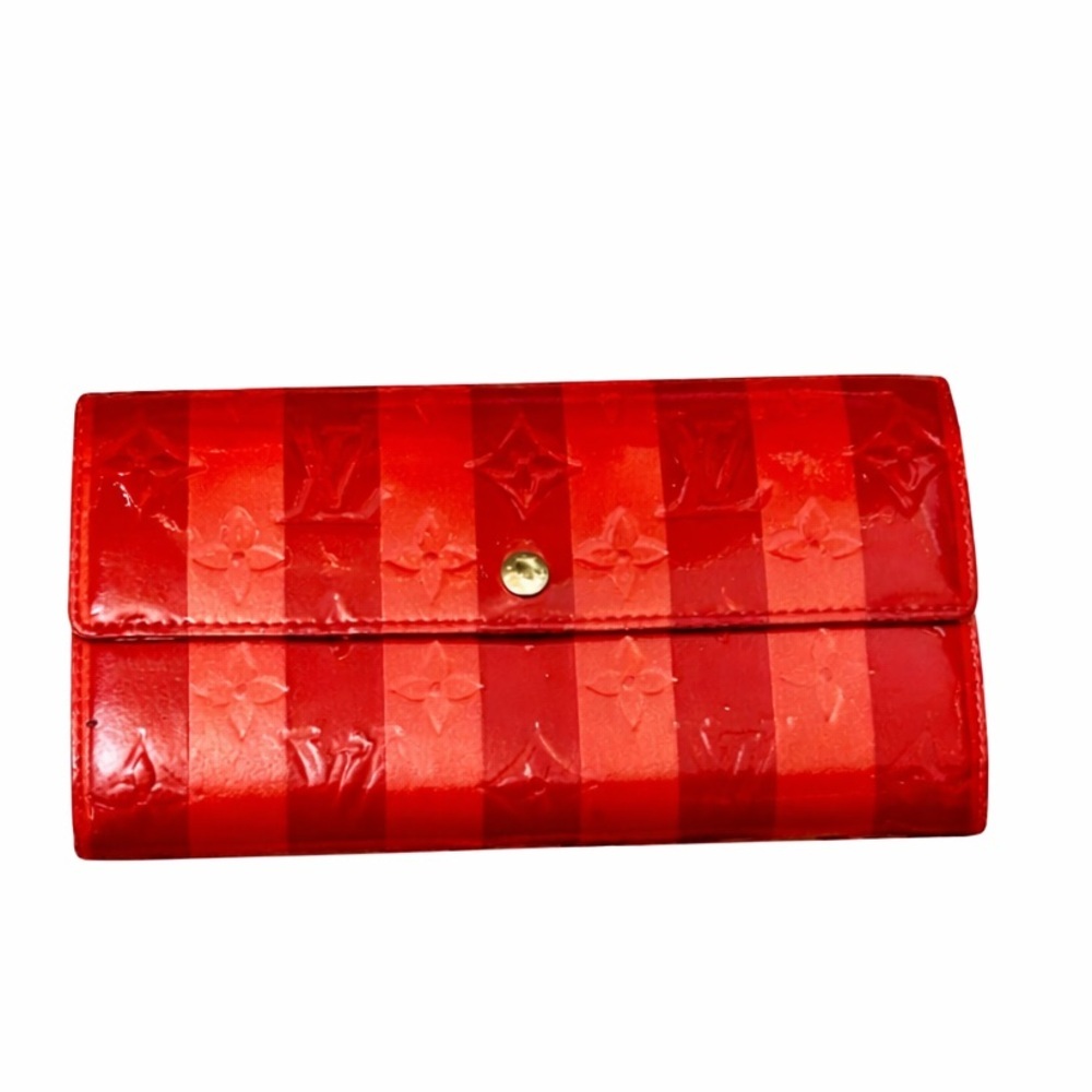 Red Patent Stripe Women's Long Wallet